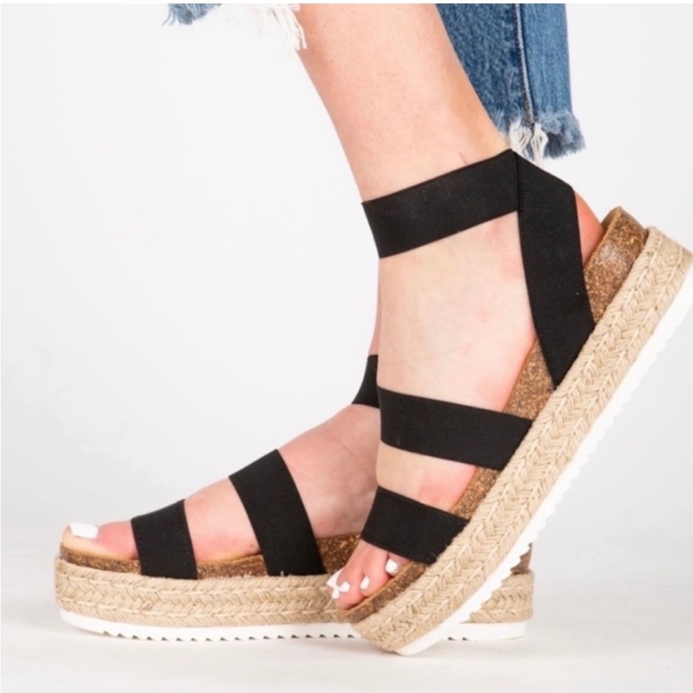 STEVE MADDEN KIMMIE BLACK Espadrille Sandals size 8